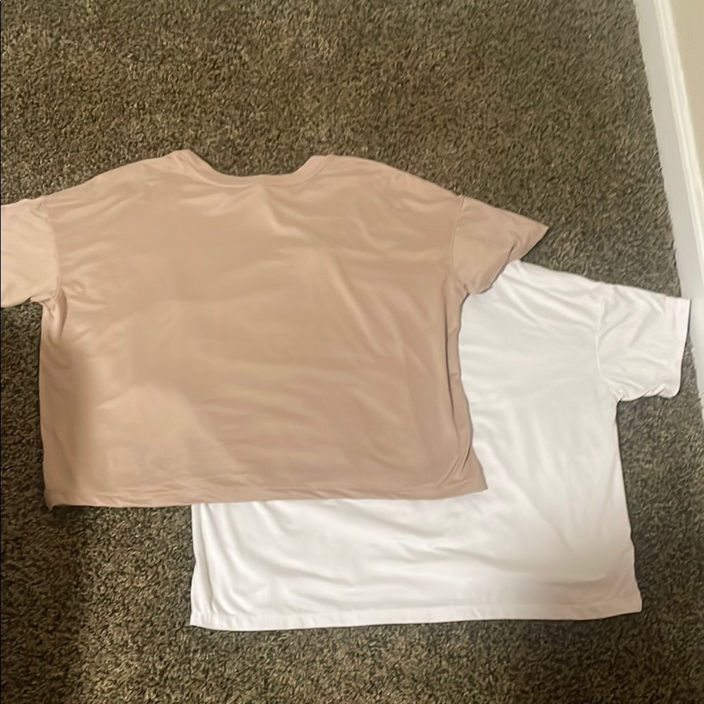 Set of Two T-Shirts in Tan and White